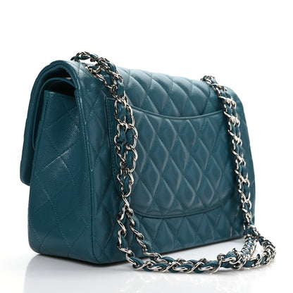 Chanel Caviar Quilted Jumbo Double Flap Dark Turquoise 2 of 8