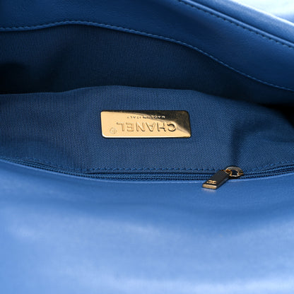 Chanel Lambskin Quilted Large Chanel 19 Flap Blue 6 of 10