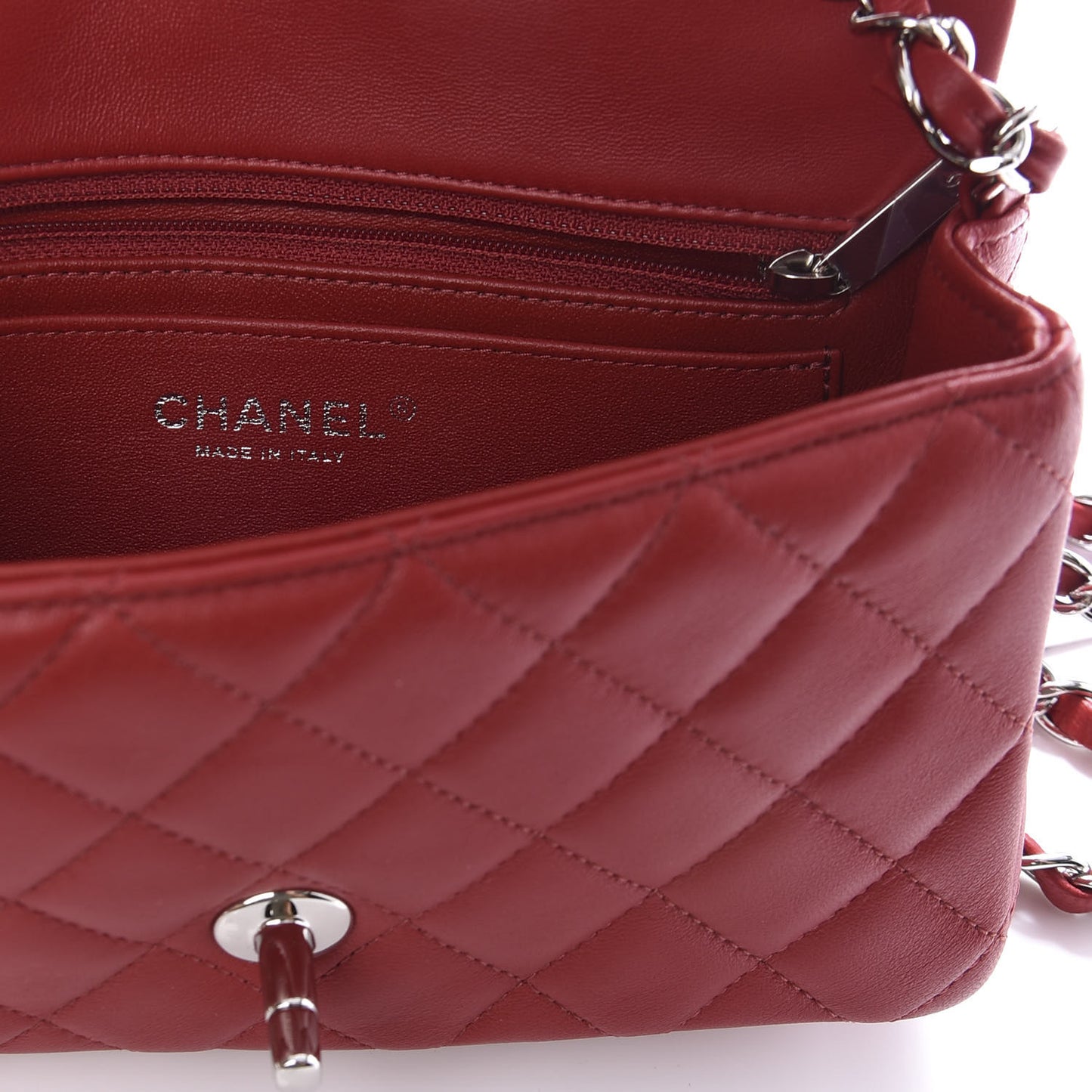 Lambskin Quilted Mini Rectangular Flap Red