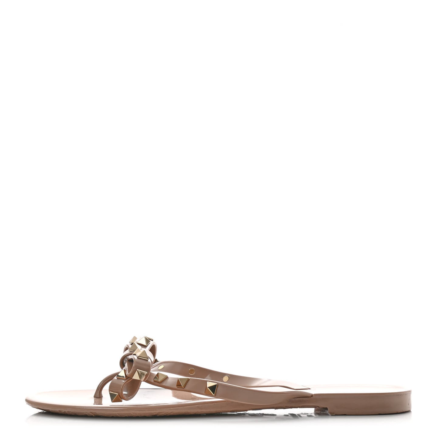 PVC Jelly Rockstud Bow Thong Sandals 40 Poudre
