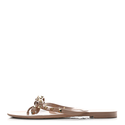 Valentino Garavani PVC Jelly Rockstud Bow Thong Sandals 40 Poudre 1 of 9