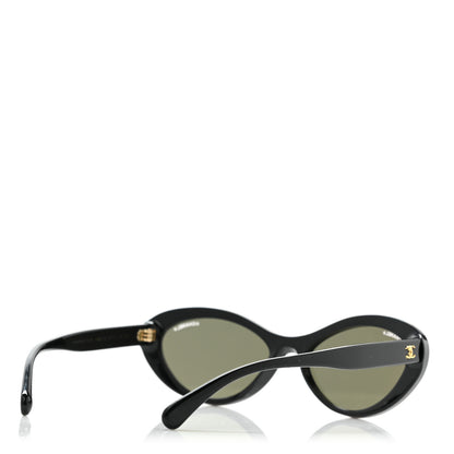 Chanel Acetate Oval Sunglasses Black 4 of 7