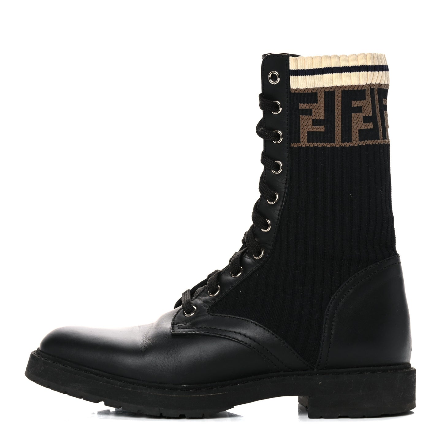 Calfskin Stretch Fabric Rockoko Biker Boots 38 Tobacco Black Marino