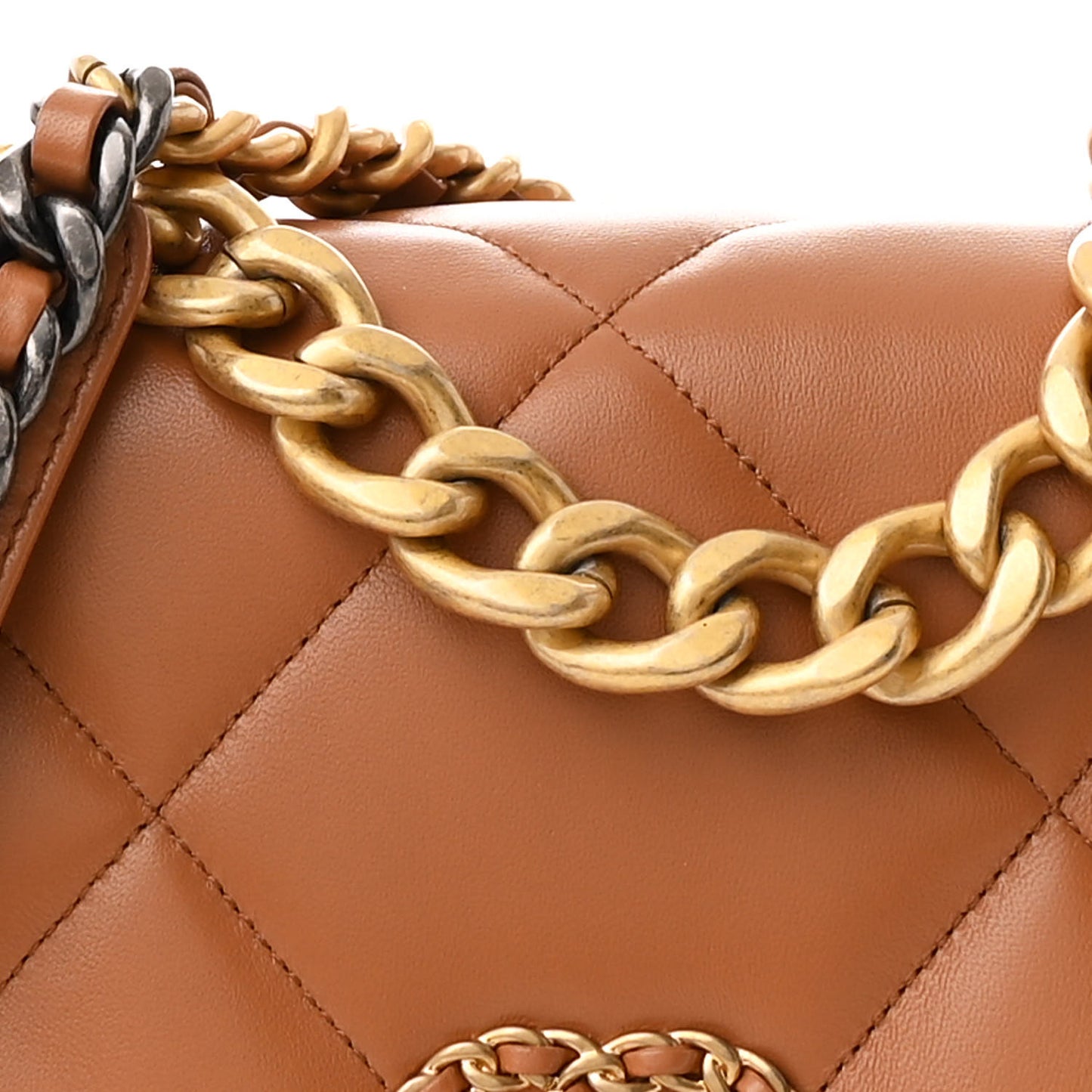 Lambskin Quilted Large Chanel 19 Flap Brown