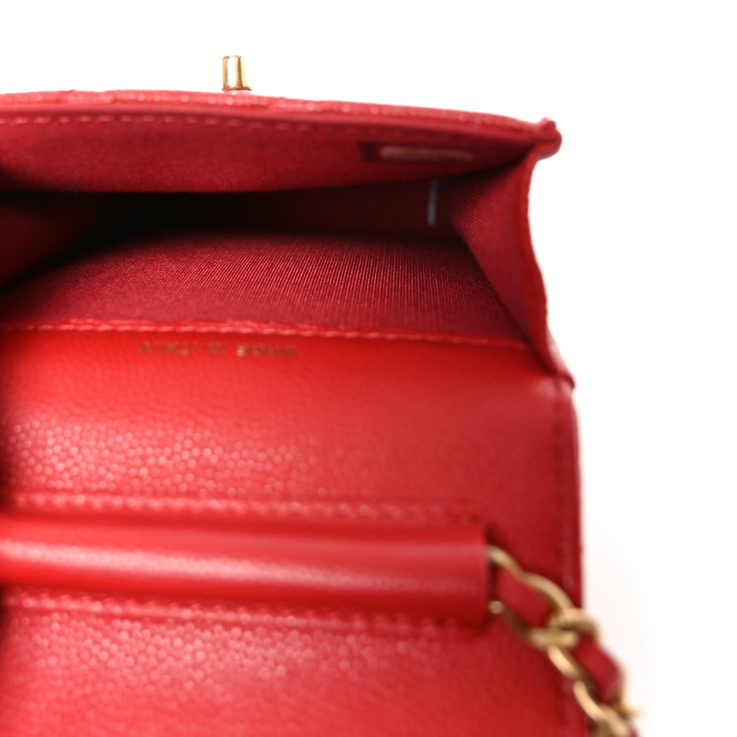 Chanel Caviar Quilted Chain Handle Round Phone Holder Red 5 of 11