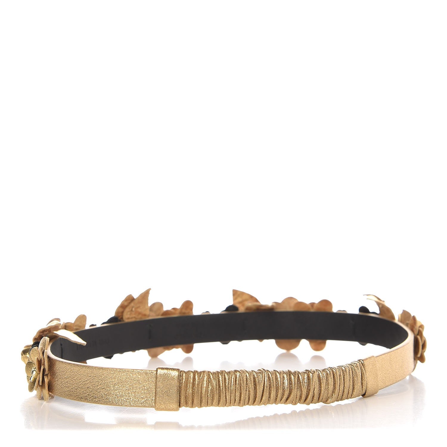 Chanel Metallic Calfskin Floral Headband Gold 3 of 6