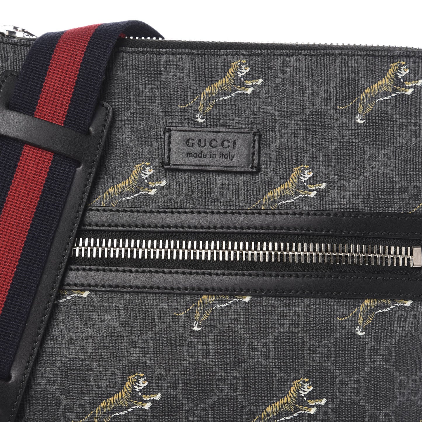 GG Supreme Monogram Tigers Web Messenger Bag Black Multicolor