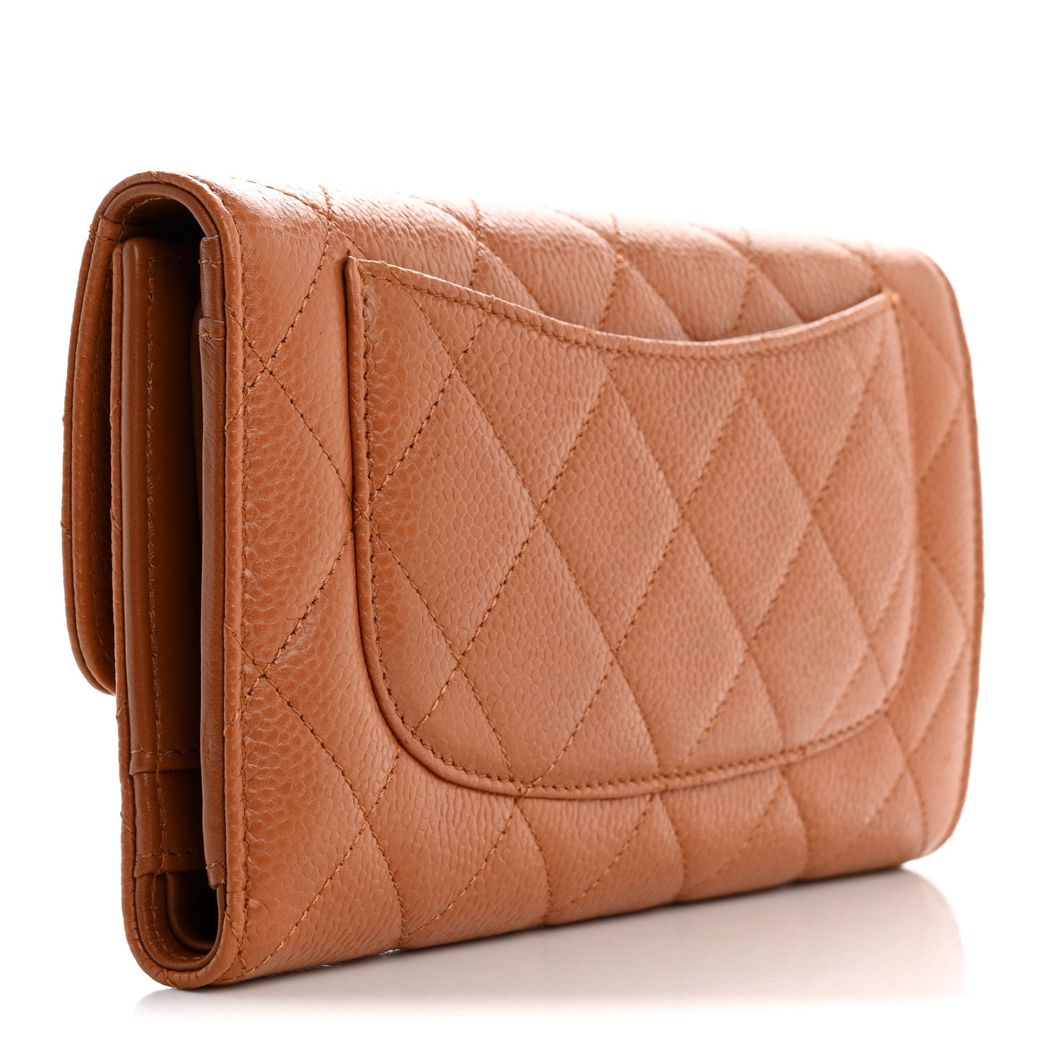 Chanel Caviar Quilted Large Flap Wallet Light Brown 3 of 9