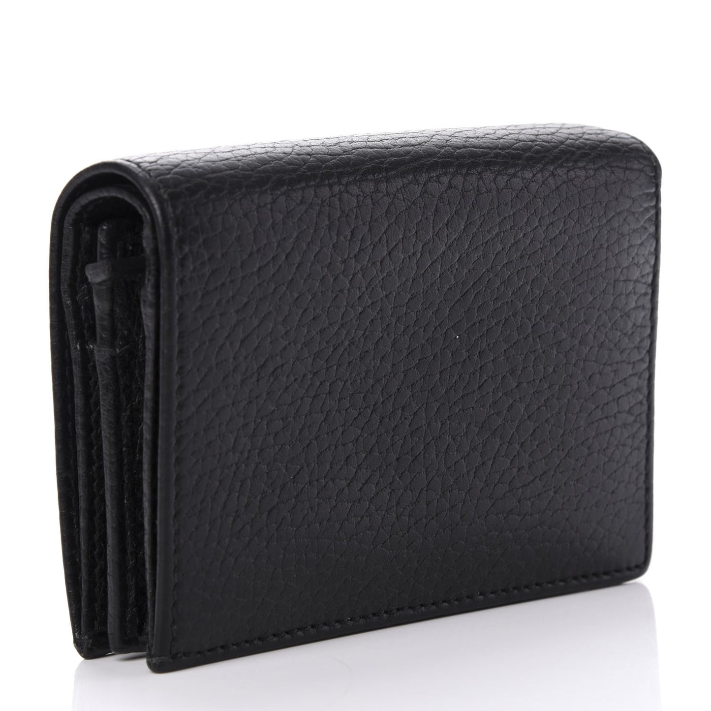 Pebbled Calfskin GG Marmont Card Case Black