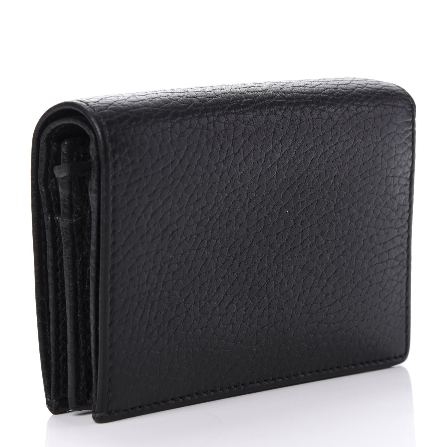 Gucci Pebbled Calfskin GG Marmont Card Case Black 3 of 8