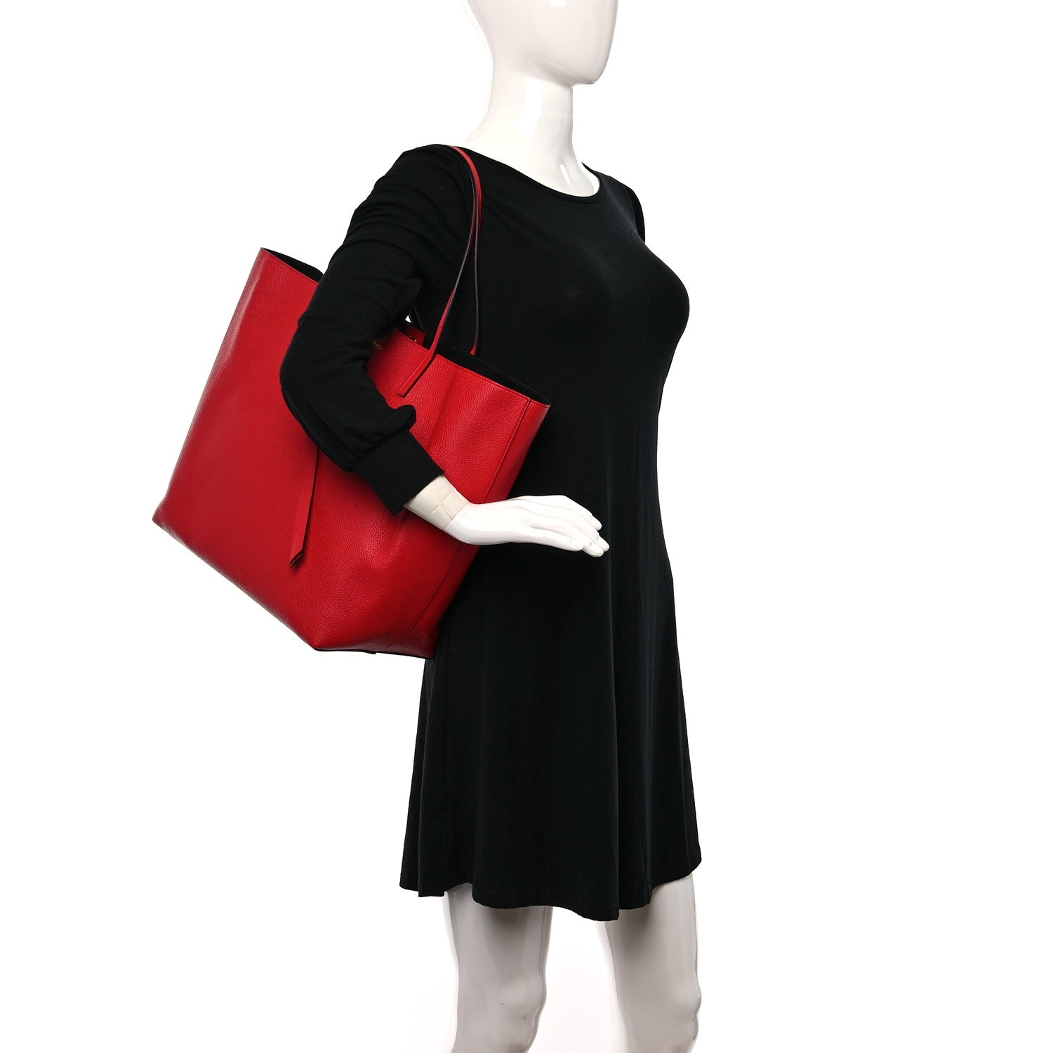 Alexander McQueen Grained Calfskin Skull Open Shopper Tote Red 3 of 9