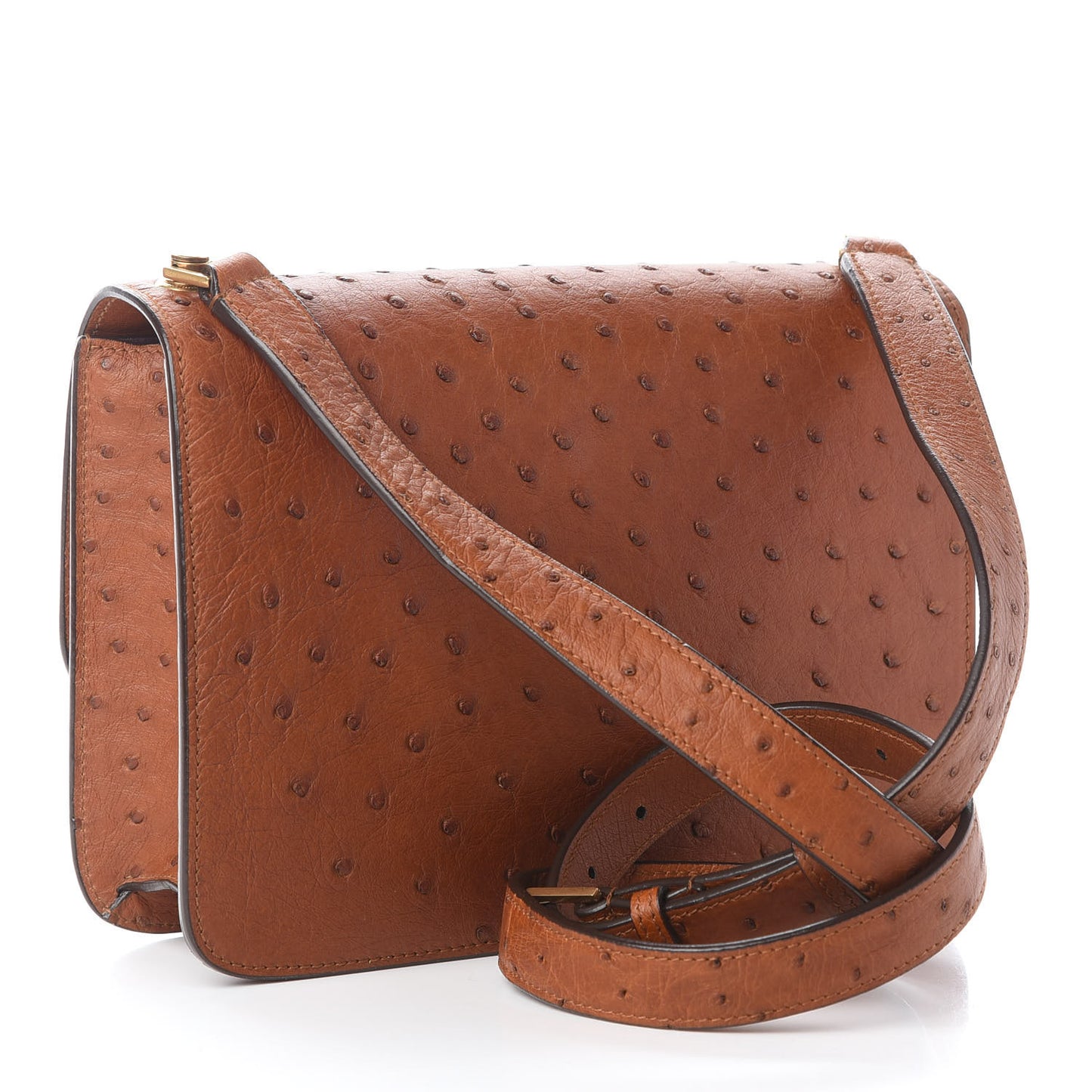 Ostrich Carre Satchel Brick