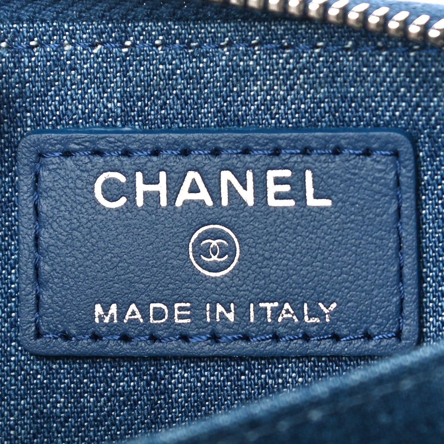 Chanel Denim Quilted Zip Coin Purse Blue 6 of 11
