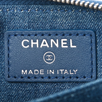 Chanel Denim Quilted Zip Coin Purse Blue 6 of 11