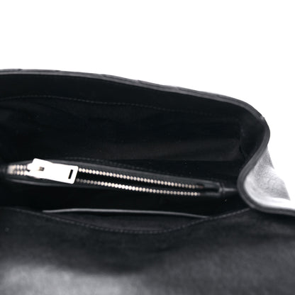Saint Laurent Sheepskin Matelasse Chevron Monogram Medium College Bag Black 5 of 9