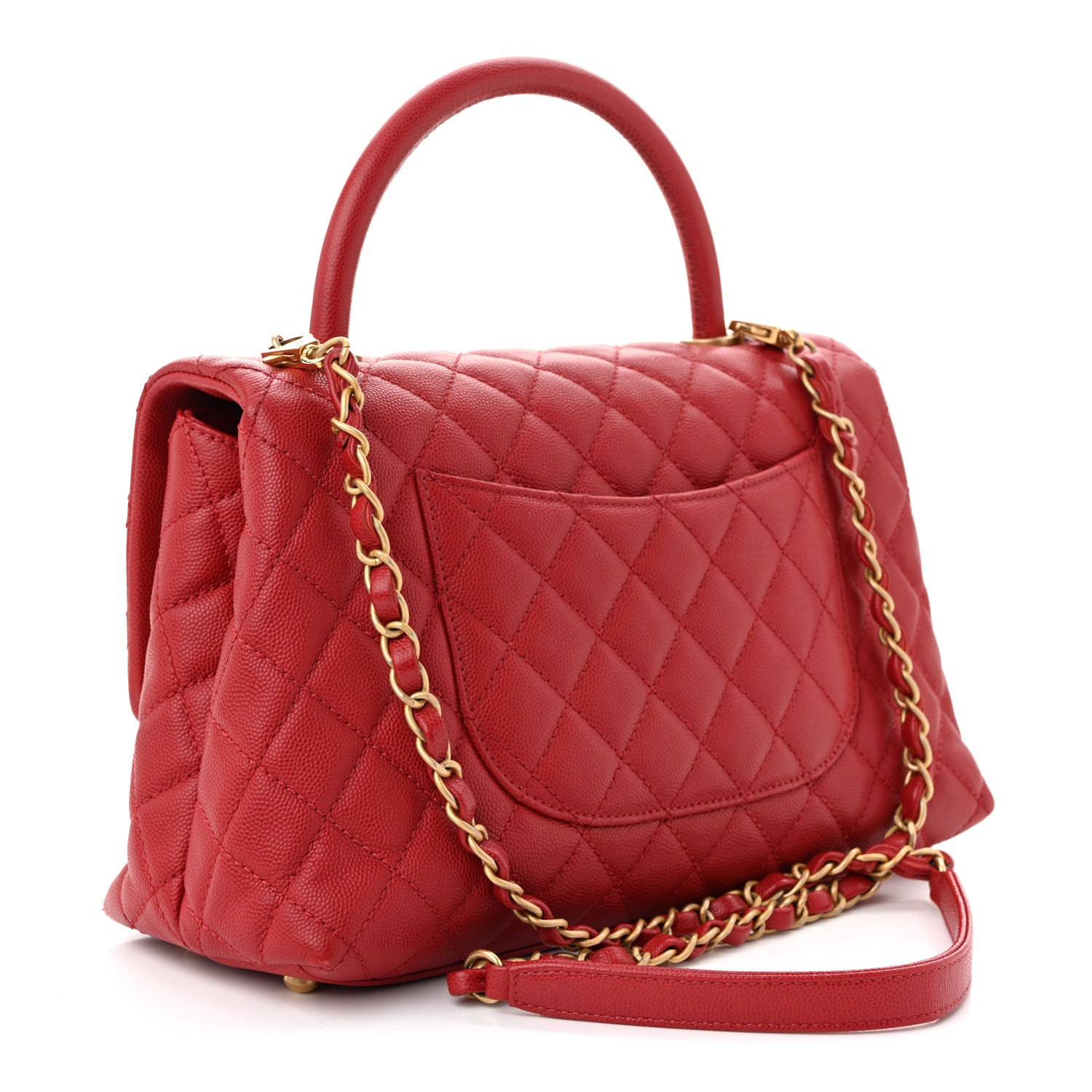 Chanel Caviar Quilted Medium Coco Handle Flap Dark Red 3 of 10