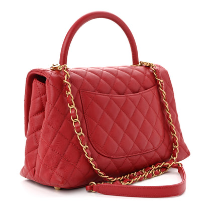 Chanel Caviar Quilted Medium Coco Handle Flap Dark Red 3 of 10