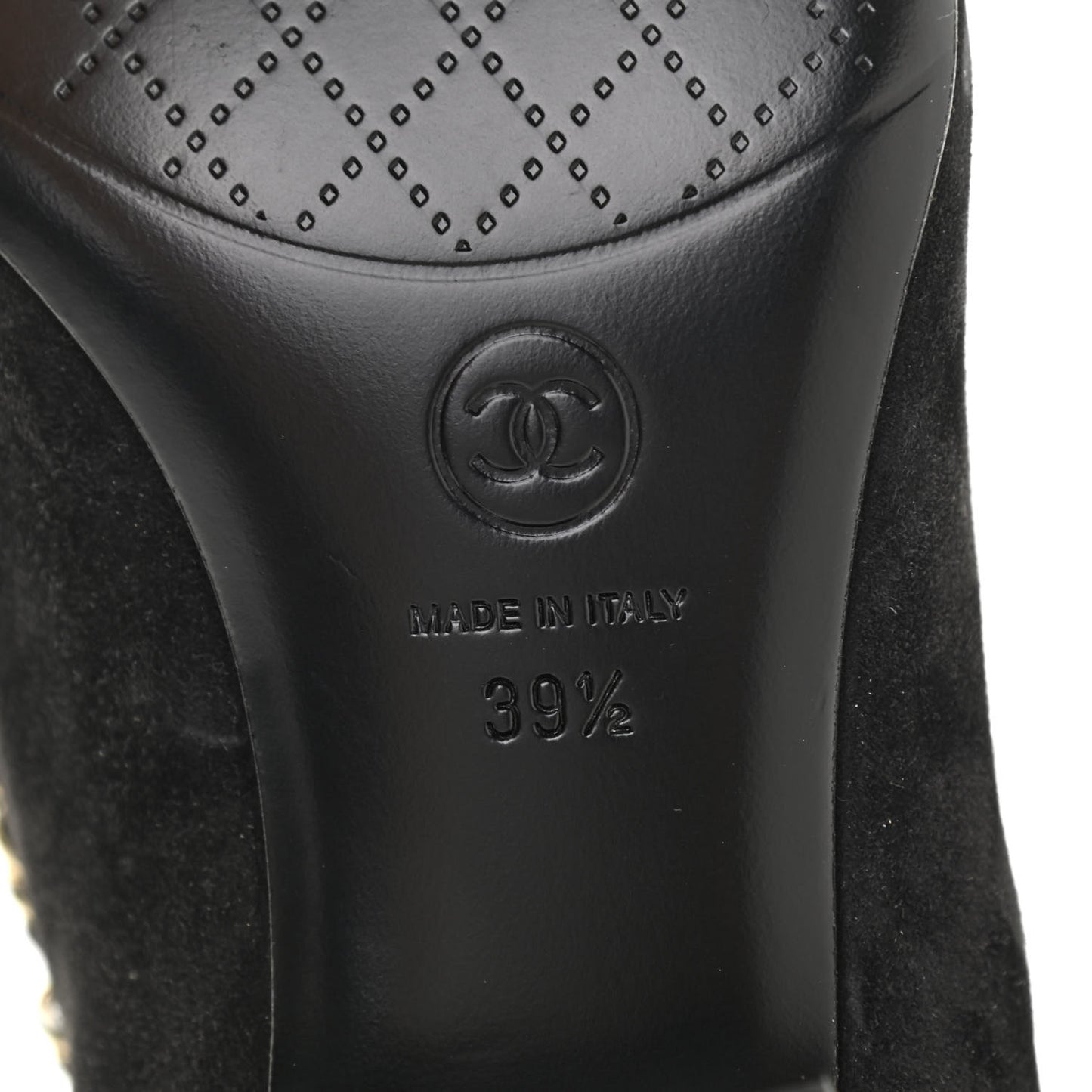 Suede Calfskin Chain CC Short Boots 39.5 Black