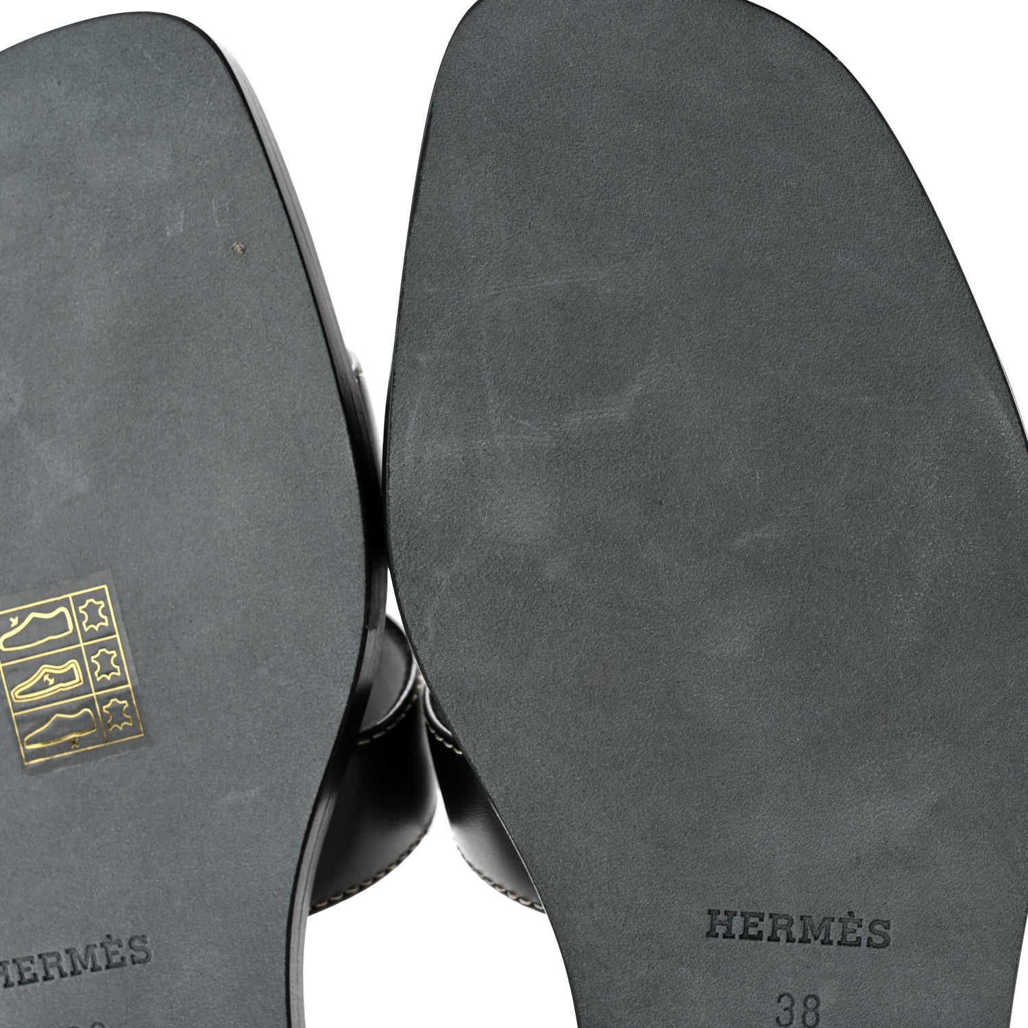 Hermes Box Calfskin Oran Sandals 38 Black 9 of 11