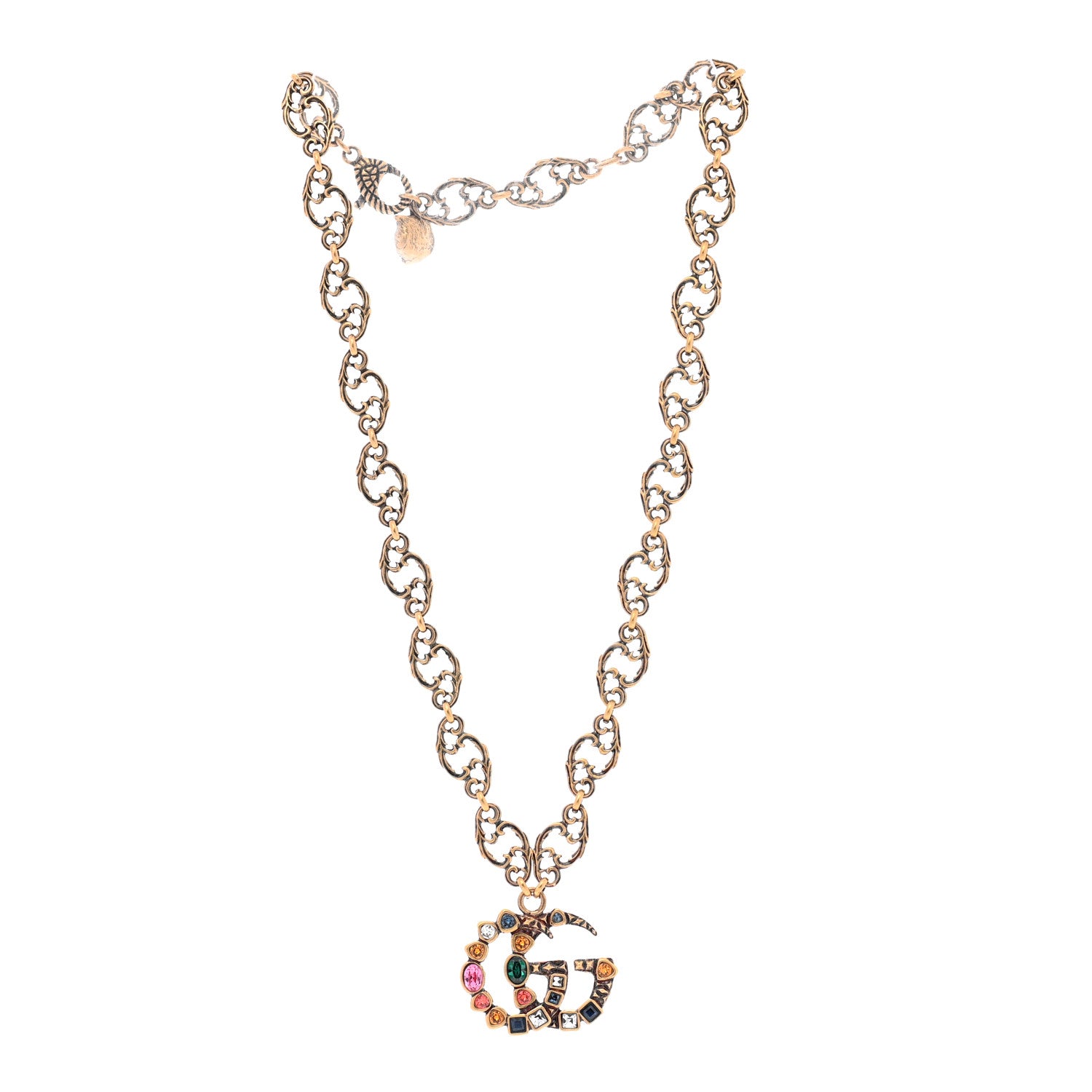 Gucci Crystal Marmont Necklace Aged Gold Multicolor 4 of 6