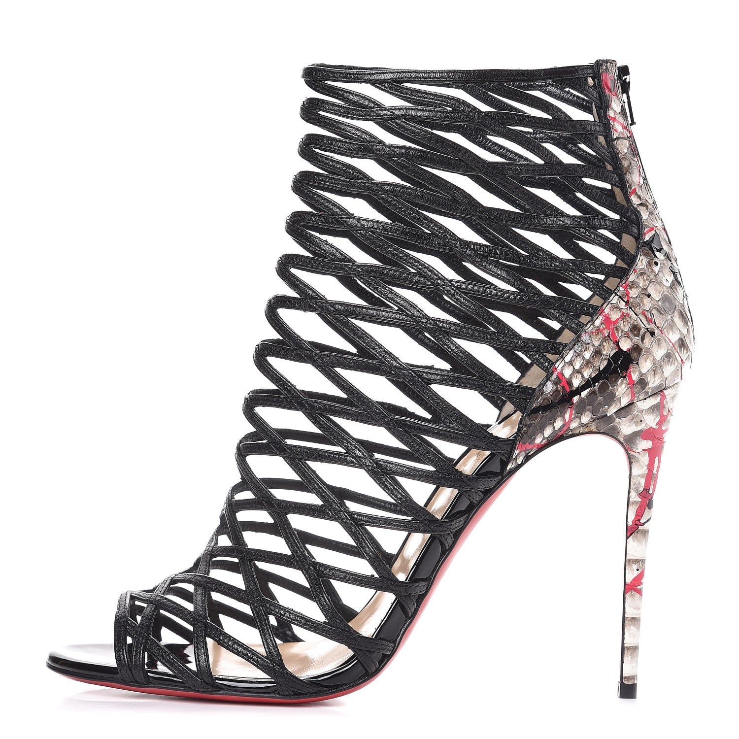 Christian Louboutin Kid Python Mille Cinque 100 Ankle Boots 40.5 Black 1 of 7