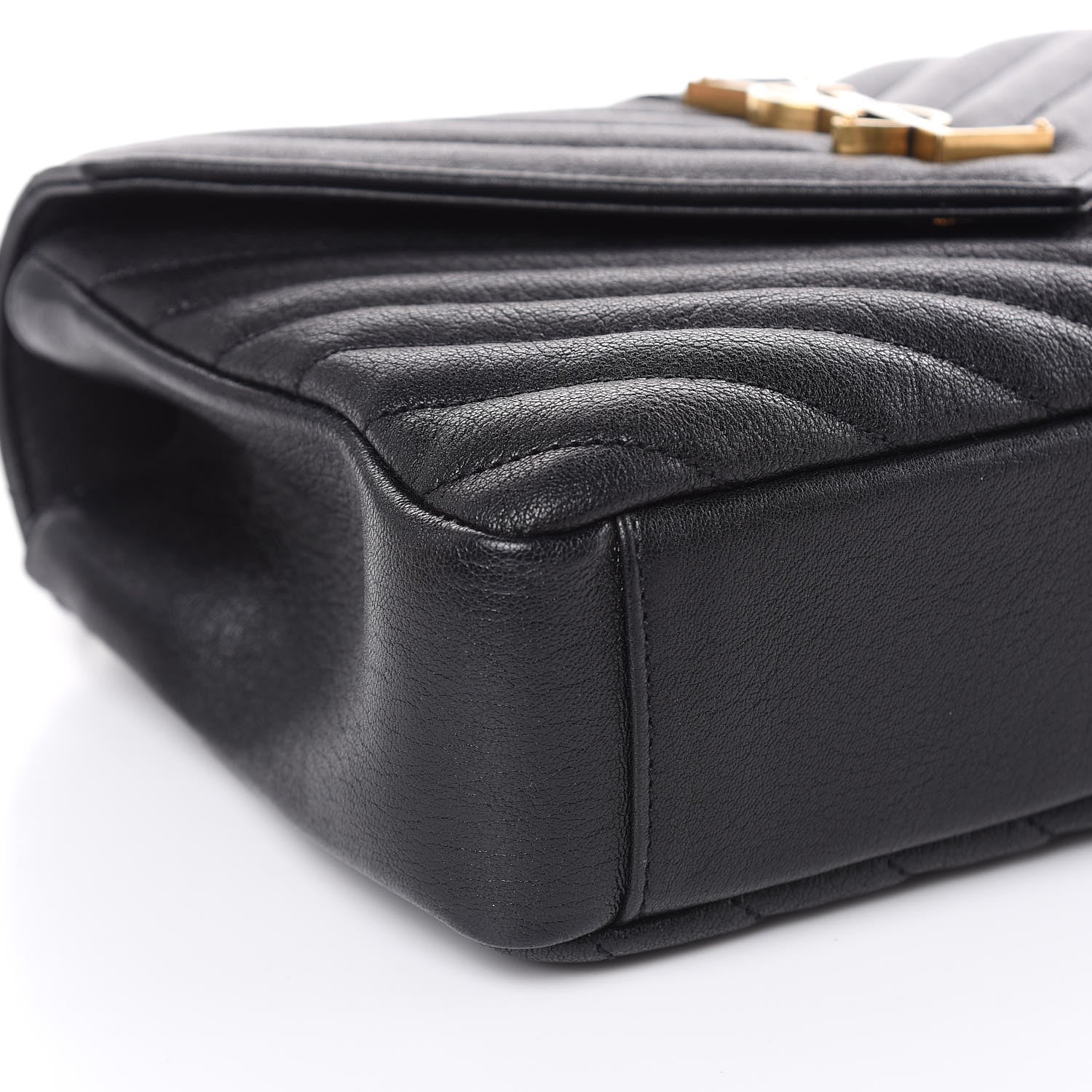 Saint Laurent Sheepskin Matelasse Chevron Monogram Medium College Bag Black 8 of 9