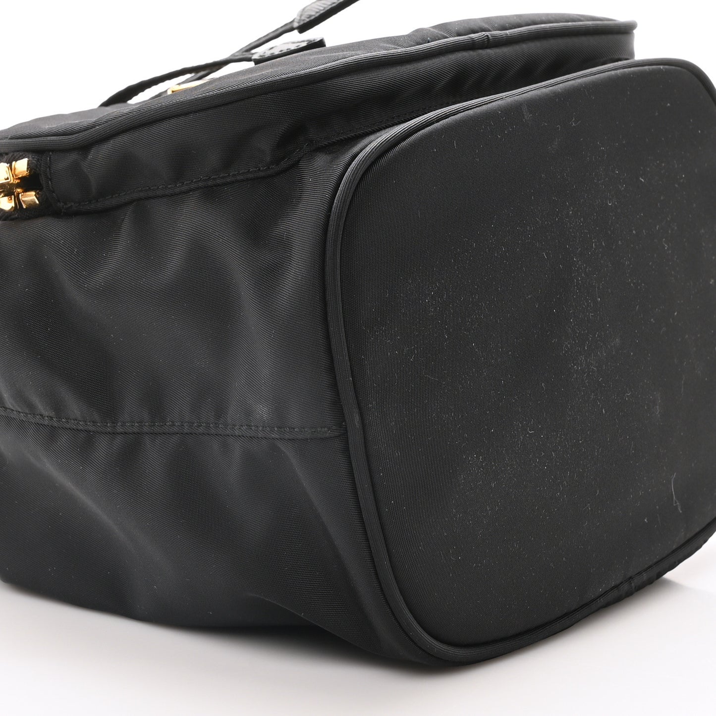Saffiano Tessuto Nylon Mini Bucket Crossbody Bag Black