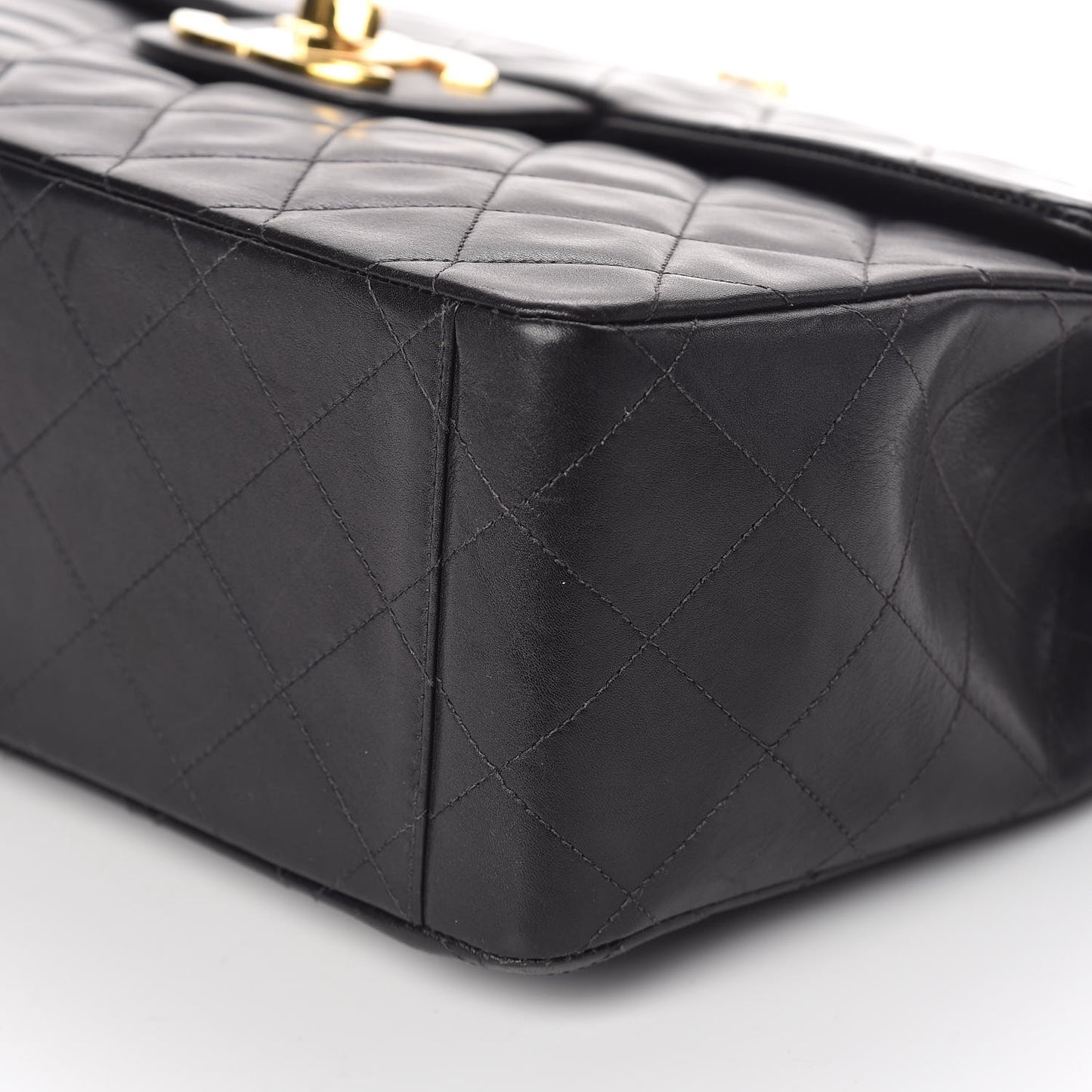Lambskin Quilted XL Jumbo Single Flap Black