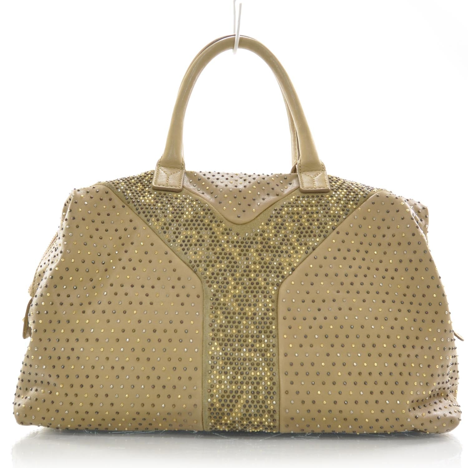 Saint Laurent Leather Studded Easy Rock Satchel Wheat 1 of 9