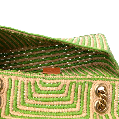Gucci Raffia Woven Small GG Marmont Shoulder Bag Natural Light Green 5 of 9