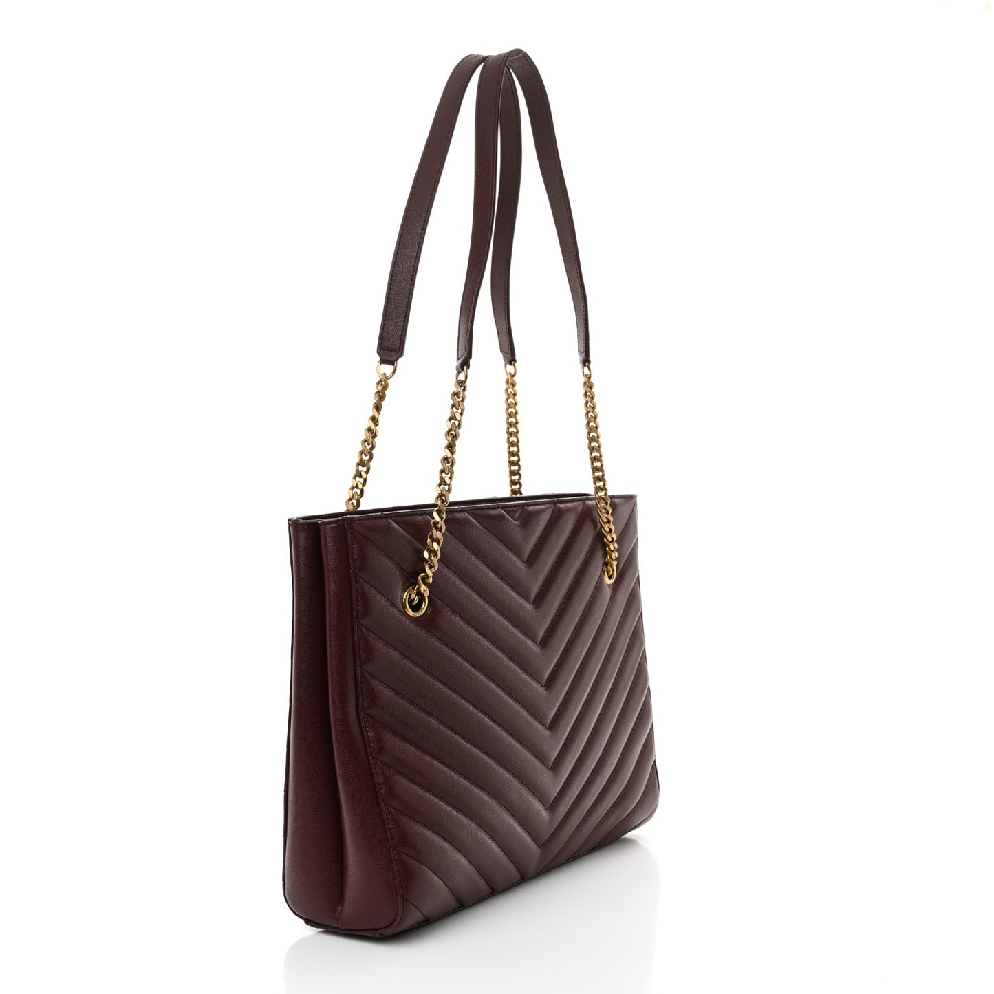 Grain de Poudre Matelasse Chevron Medium Tribeca Shopping Bag Rouge Legion