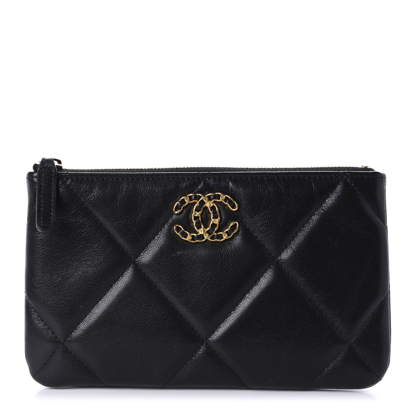 Goatskin Quilted 19 Cosmetic Case Black