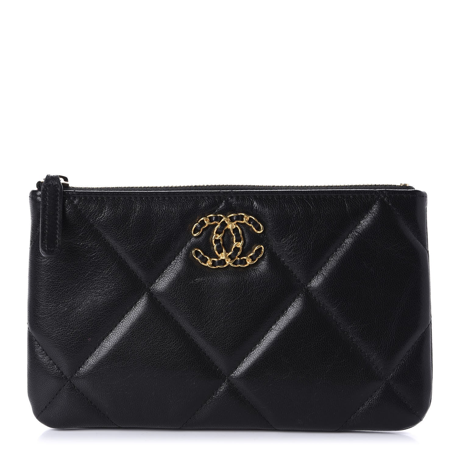 Chanel Goatskin Quilted Chanel 19 Cosmetic Case Black 1 of 10