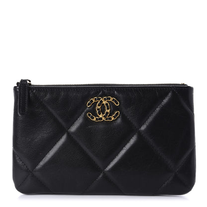 Chanel Goatskin Quilted Chanel 19 Cosmetic Case Black 1 of 10