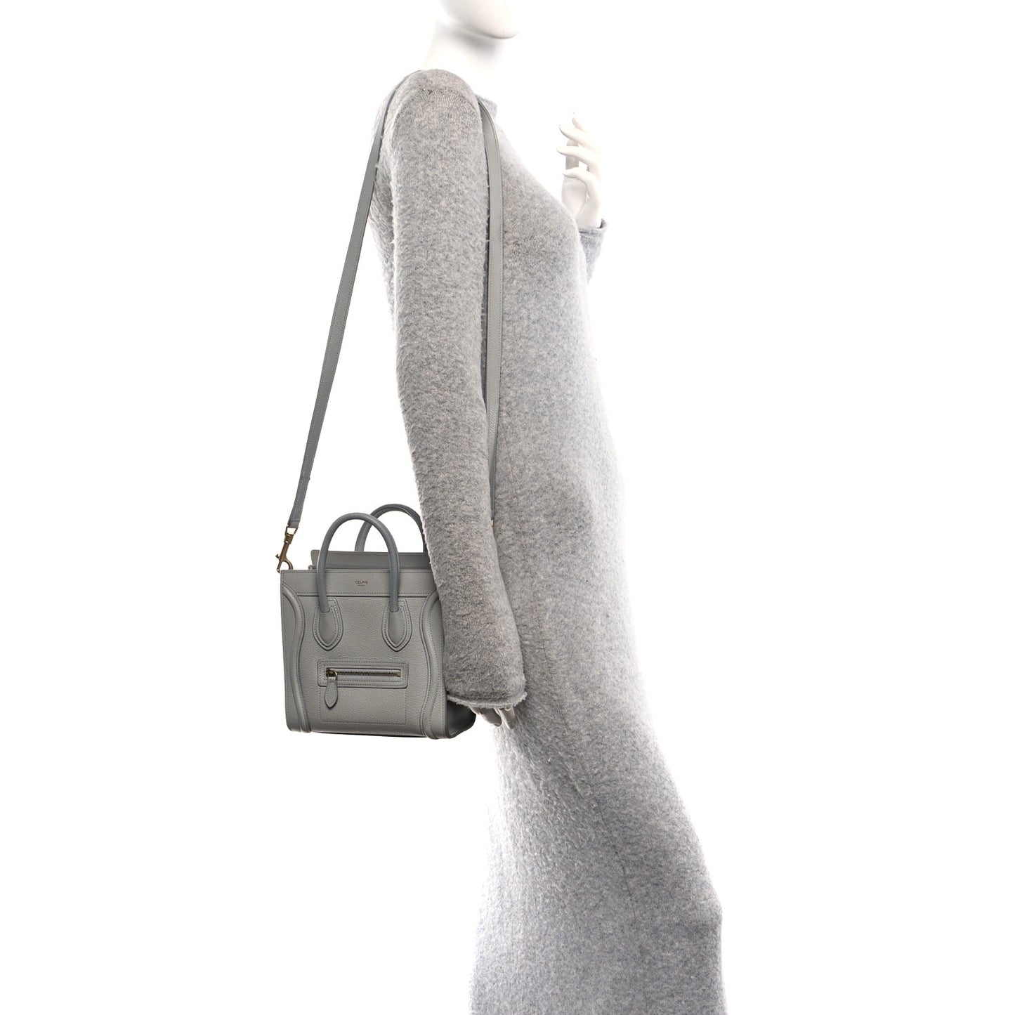 Drummed Calfskin Nano Luggage Pearl Blue