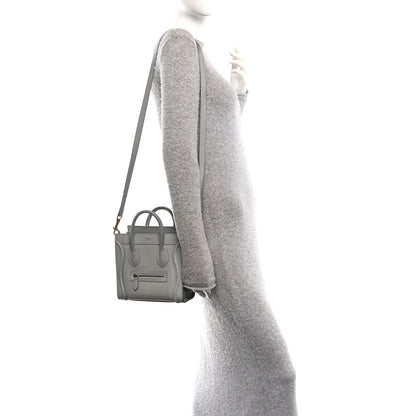 Celine Drummed Calfskin Nano Luggage Pearl Blue 2 of 11