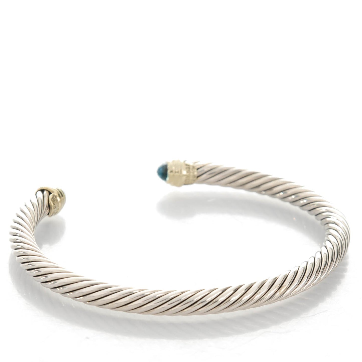 Sterling Silver 14K Yellow Gold Blue Topaz 5mm Cable Classics Petite Color Bracelet