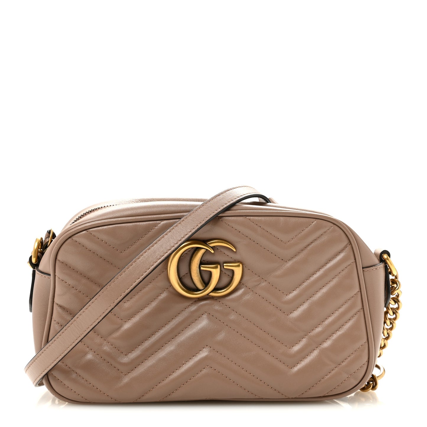 Calfskin Matelasse Small GG Marmont Chain Shoulder Bag Porcelain Rose