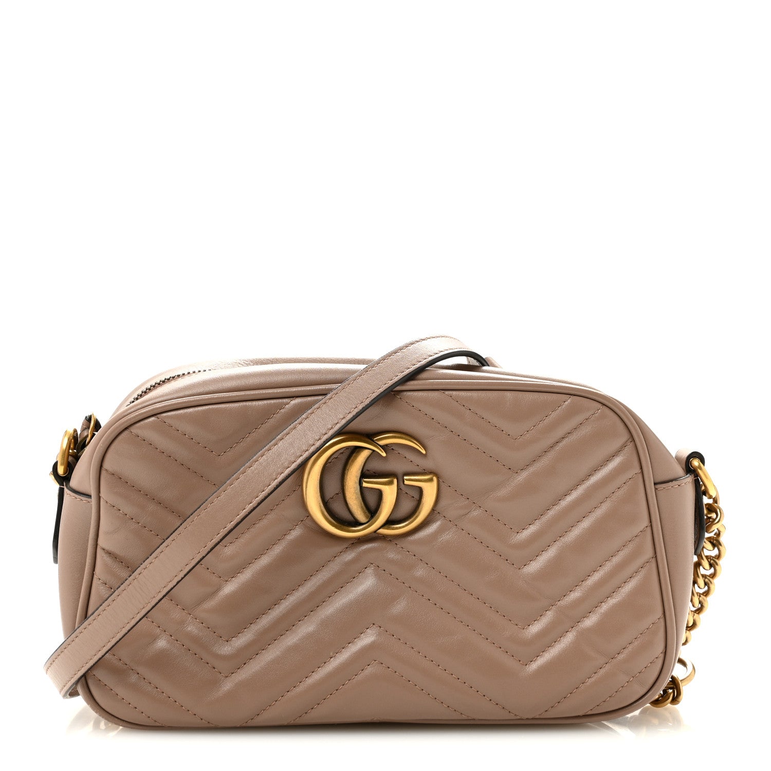 Gucci Calfskin Matelasse Small GG Marmont Chain Shoulder Bag Porcelain Rose 1 of 15