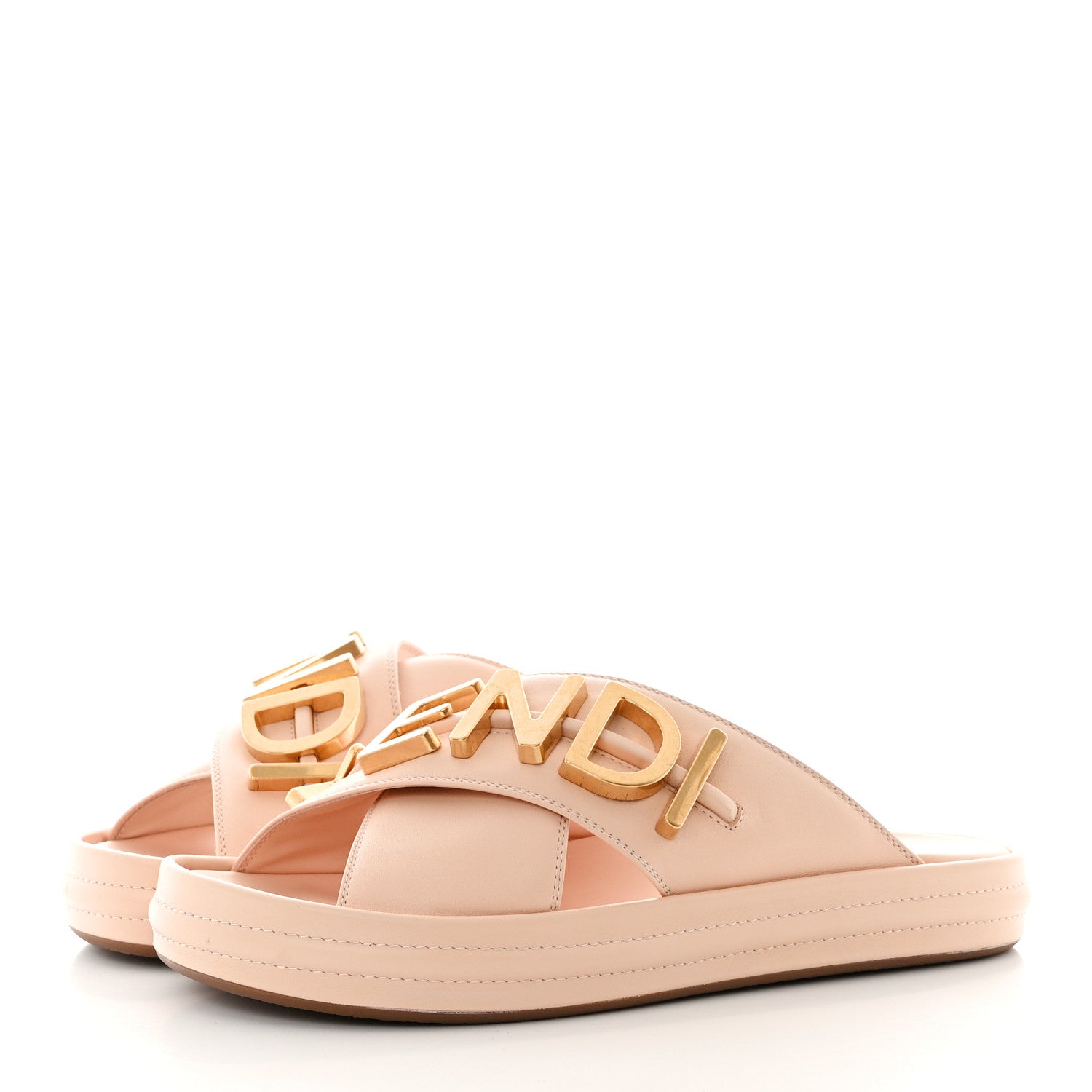 Fendi Vitello Womens Fendigraphy Slide Sandals 38 Light Rose 3 of 10
