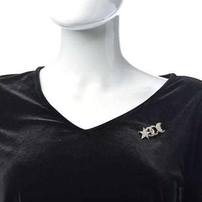 Chanel Crystal CC Moon Star Brooch Gold 2 of 5