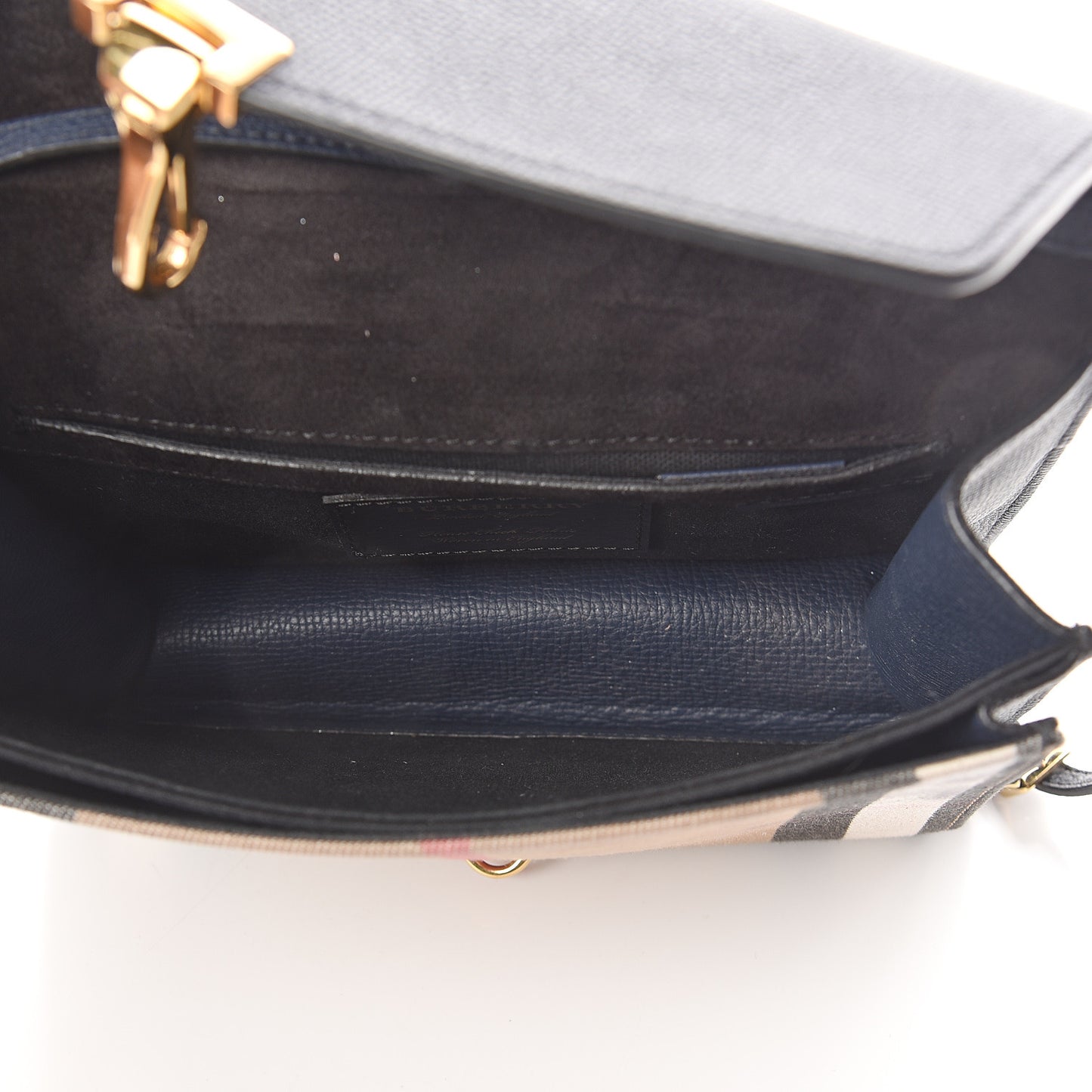 Grainy Calfskin House Check Small Macken Crossbody Bag Ink Blue