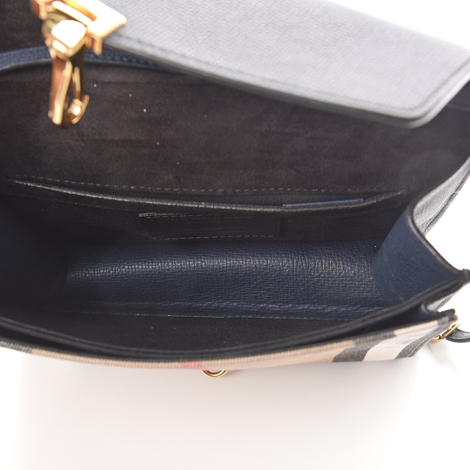 Burberry Grainy Calfskin House Check Small Macken Crossbody Bag Ink Blue 4 of 8