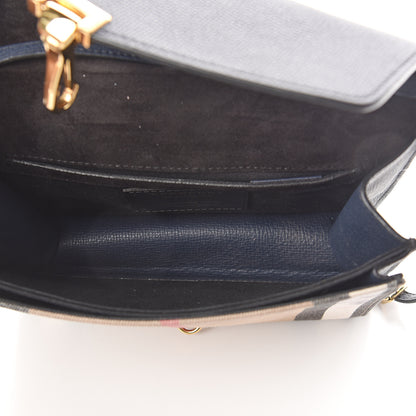 Burberry Grainy Calfskin House Check Small Macken Crossbody Bag Ink Blue 4 of 8