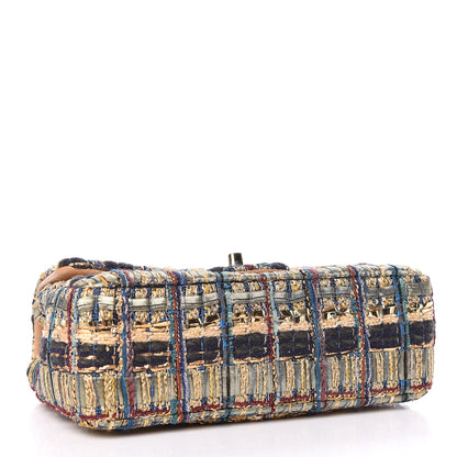 Chanel Tweed Quilted Mini Rectangular Flap Gold Blue Light Green Black 4 of 10