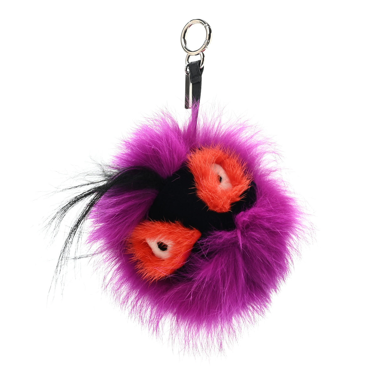Fox Mink Goat Fur Oret Monster Bag Bug Charm Orchid Black