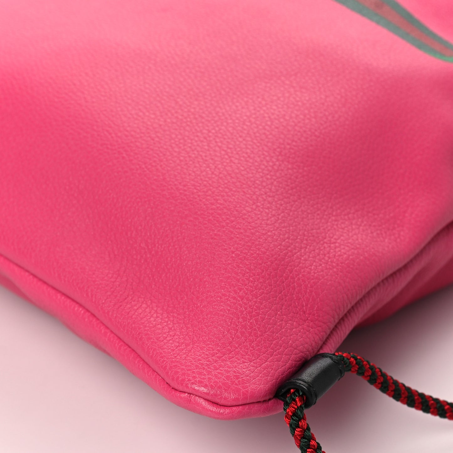 Grained Calfskin Logo Drawstring Backpack Box Pink Green Black