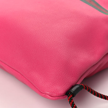 Gucci Grained Calfskin Logo Drawstring Backpack Box Pink Green Black 10 of 10