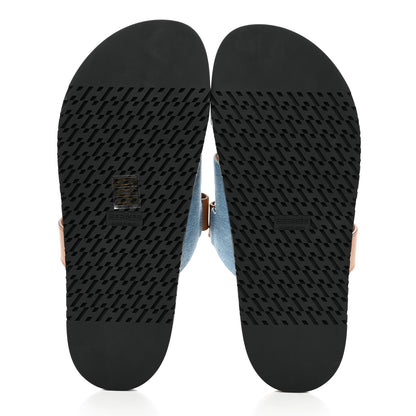 Hermes Denim Calfskin Womens Chypre Sandals 41 Bleu Clair Naturel 5 of 8