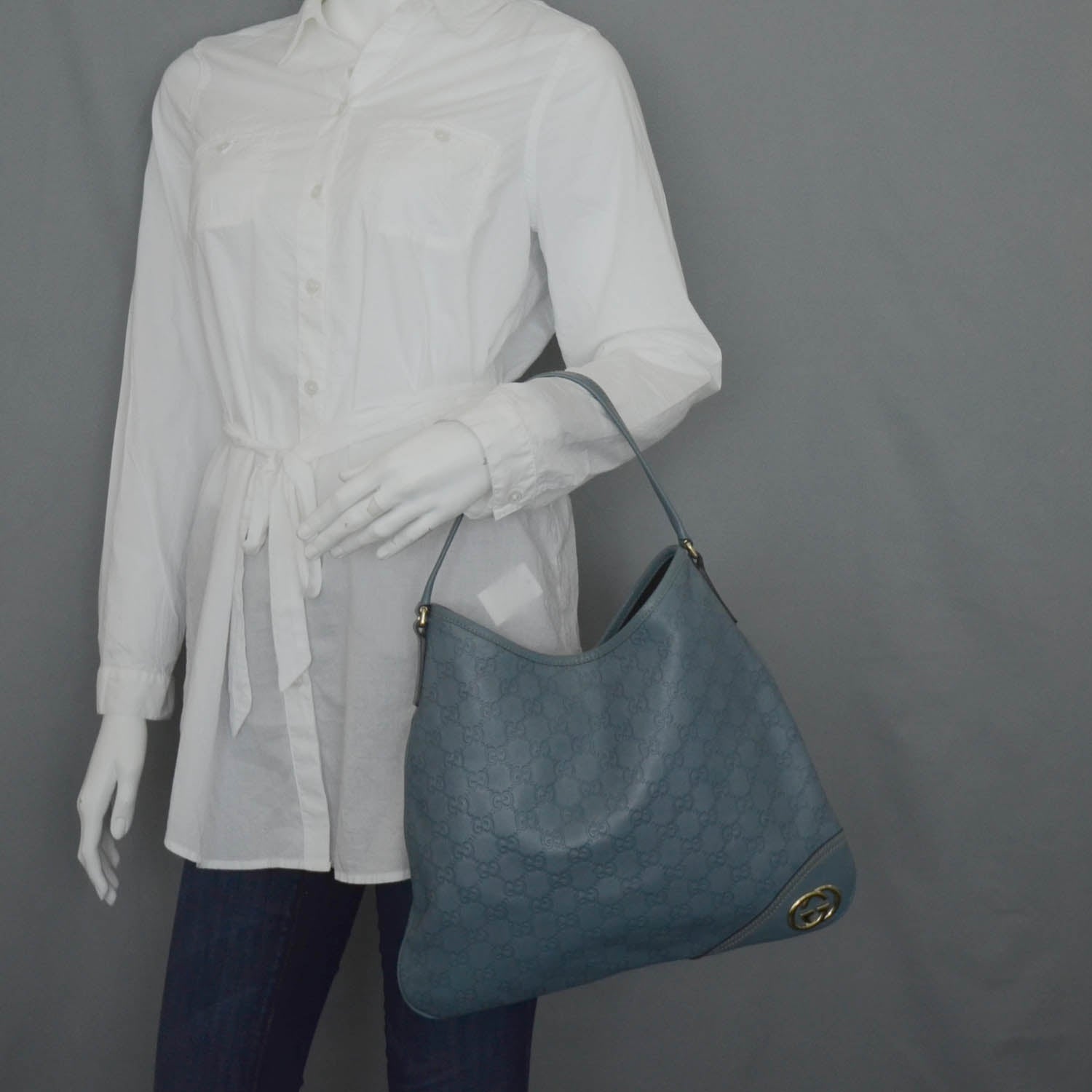 Gucci Guccissima New Britt Hobo Blue 2 of 10